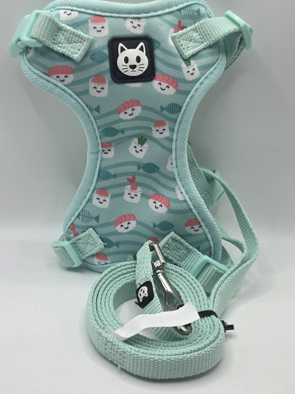 Vibrant Life Mint Green Sushi Fish One Size Cat Harness with Leash